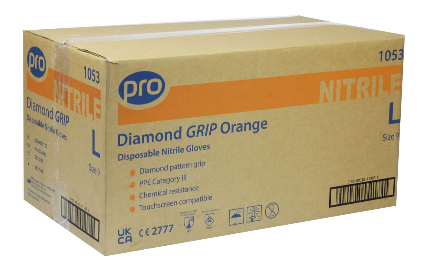 PRO Diamond Grip Orange Nitrile Gloves (Qty 100/90)