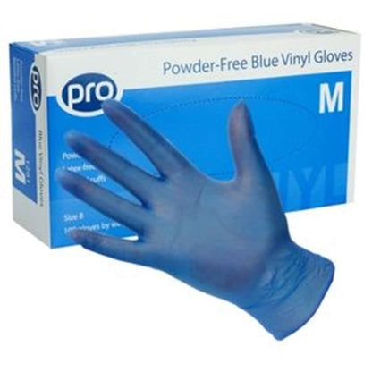 PRO Powder Free Blue Vinyl Gloves (Qty 100)