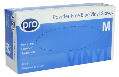 PRO Powder Free Blue Vinyl Gloves (Qty 100)