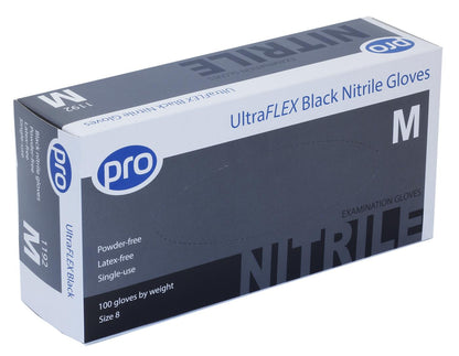 PRO UltraFLEX Black Nitrile Gloves (Qty 100)