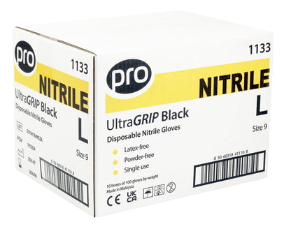 PRO UltraGRIP Black Nitrile Gloves (Qty 100)