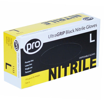 PRO UltraGRIP Black Nitrile Gloves (Qty 100)