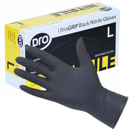 PRO UltraGRIP Black Nitrile Gloves (Qty 100)